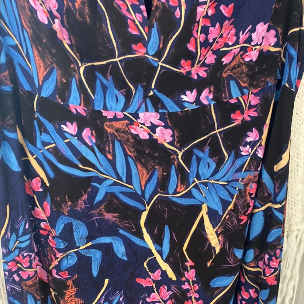 Anthropologie Maeve Floral Blue and Pink Dress size 14